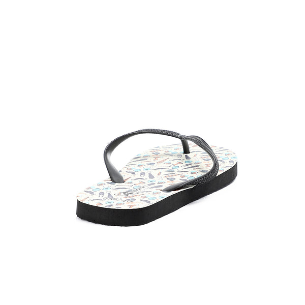 Surf Wave Printed Summer Flip Flops - Black & White