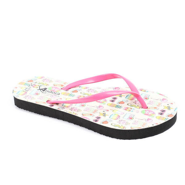 Multi Summer Prints One Thong Flip Flops - Black, Fuchsia & Beige