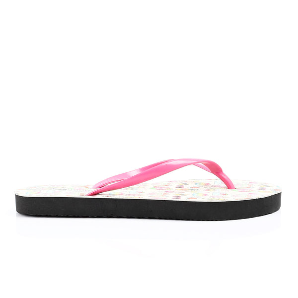 Multi Summer Prints One Thong Flip Flops - Black, Fuchsia & Beige