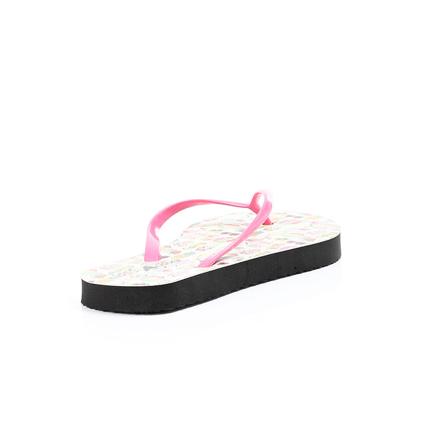 Multi Summer Prints One Thong Flip Flops - Black, Fuchsia & Beige