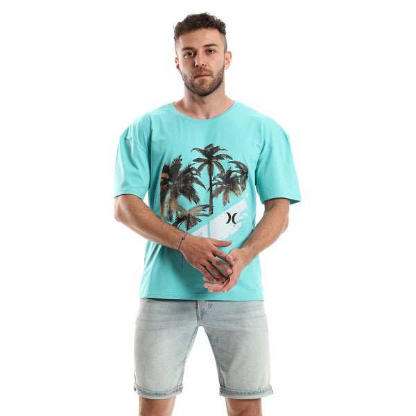 Printed Palms Light Tiffany Summer Tee