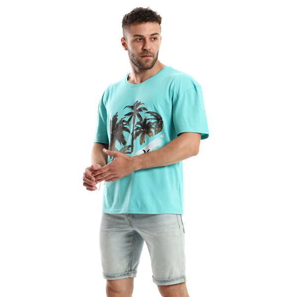 Printed Palms Light Tiffany Summer Tee