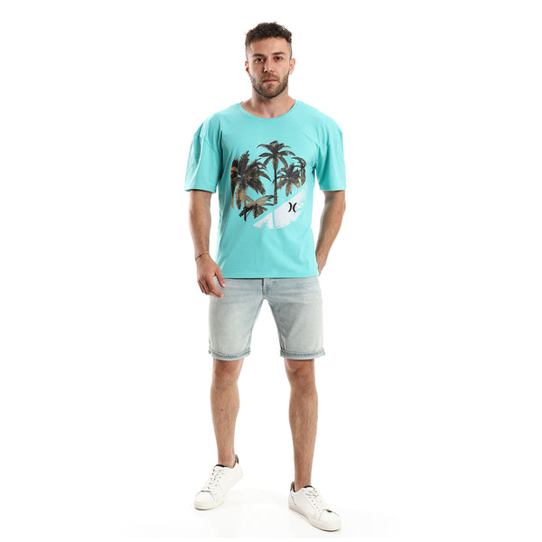Printed Palms Light Tiffany Summer Tee