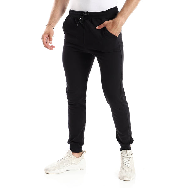 Elastic Waist With Drawstring Black Sweatpants