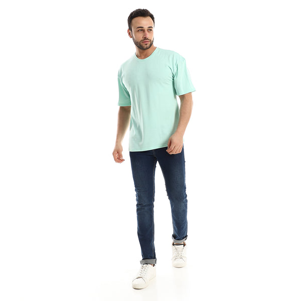 Plain Mint Green Round Neck Slip On Tee