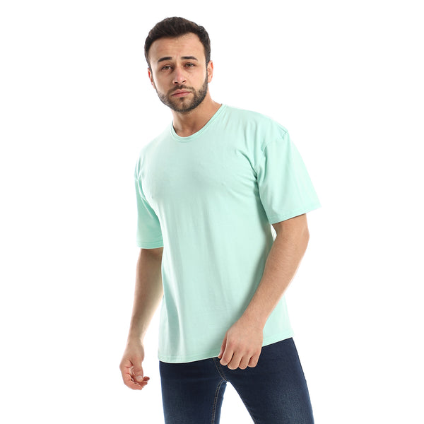 Plain Mint Green Round Neck Slip On Tee