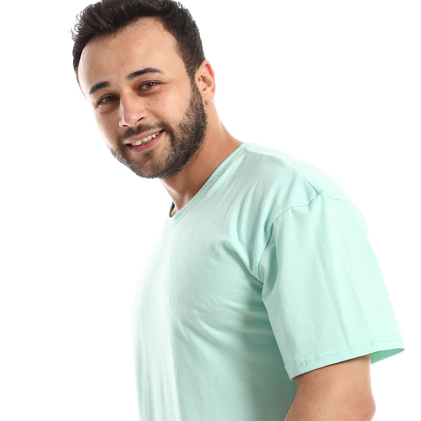 Plain Mint Green Round Neck Slip On Tee