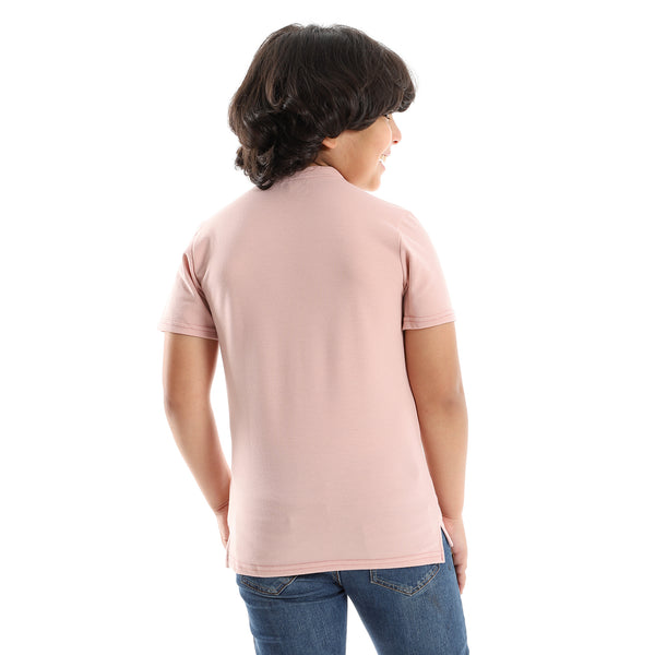 الماندرين طوق قميص هينلي الصبي الوردي عادي