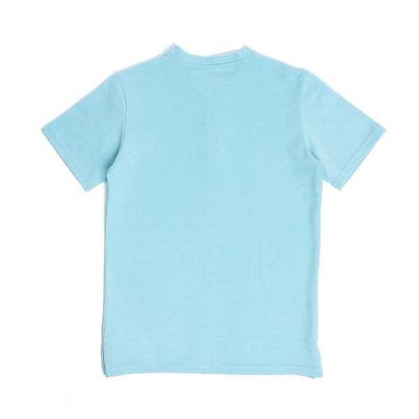 Boys Basic Buttoned Henley Shirt - Baby Blue