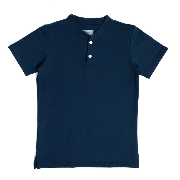 Boys Basic Buttoned Henley Shirt - Teal