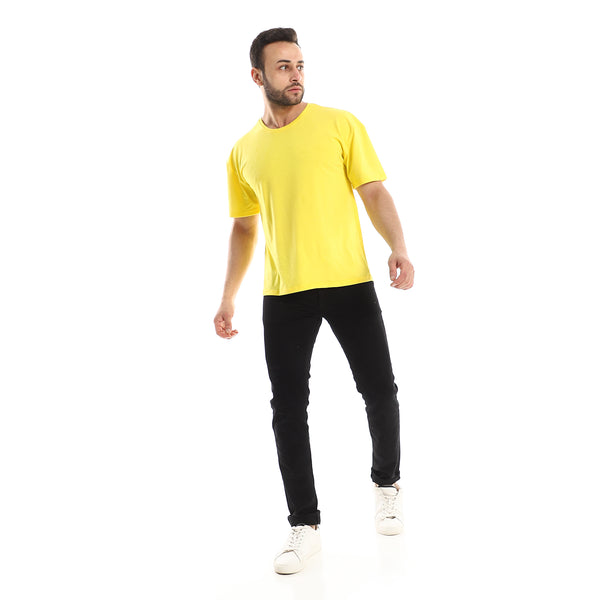 Regular Fit Short Sleeves Plain Yellow Tee