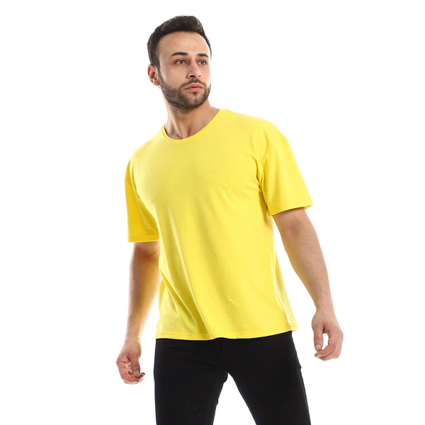 Regular Fit Short Sleeves Plain Yellow Tee