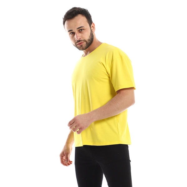 Regular Fit Short Sleeves Plain Yellow Tee