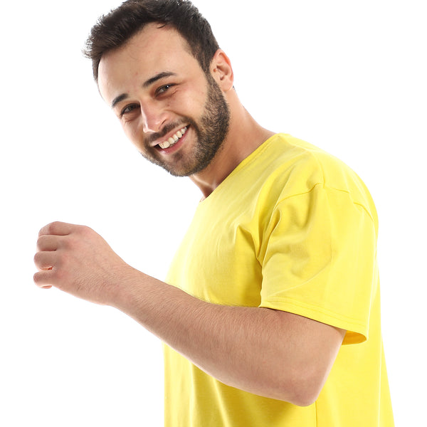 Regular Fit Short Sleeves Plain Yellow Tee