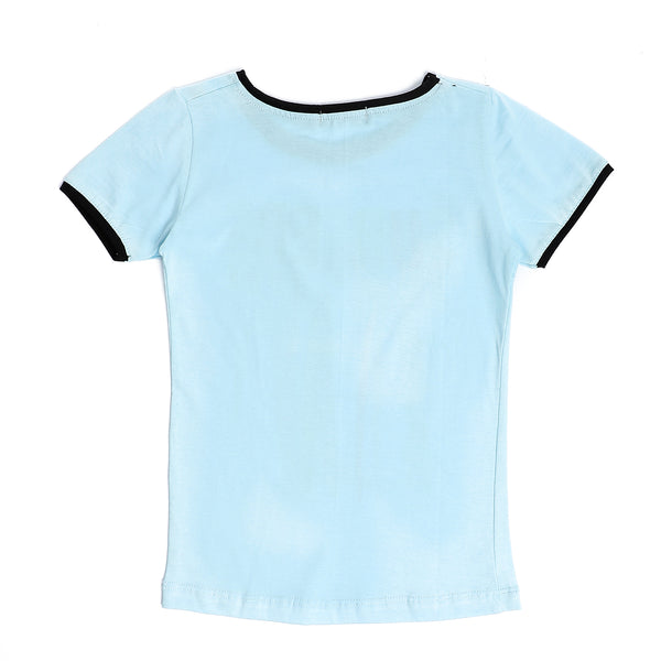 "Surfers" Printed Short Sleeves T-shirt - Baby Blue