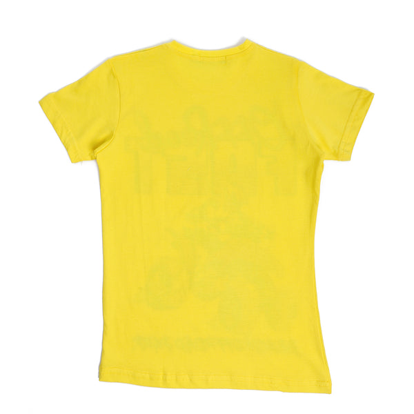 Slip On Cotton Printed Boys T-Shirt - Yellow