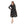 Feathers Pattern Gathered Waist Dress - Black & Turquoise