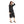 Feathers Pattern Gathered Waist Dress - Black & Turquoise