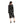 Feathers Pattern Gathered Waist Dress - Black & Turquoise