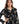 Feathers Pattern Gathered Waist Dress - Black & Turquoise