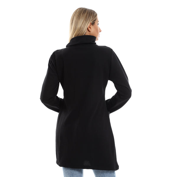 Cowl Neck Slip On Black Sweatshirt