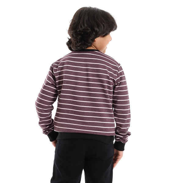 Slip On Striped White, Purple & Black Sweatshirt