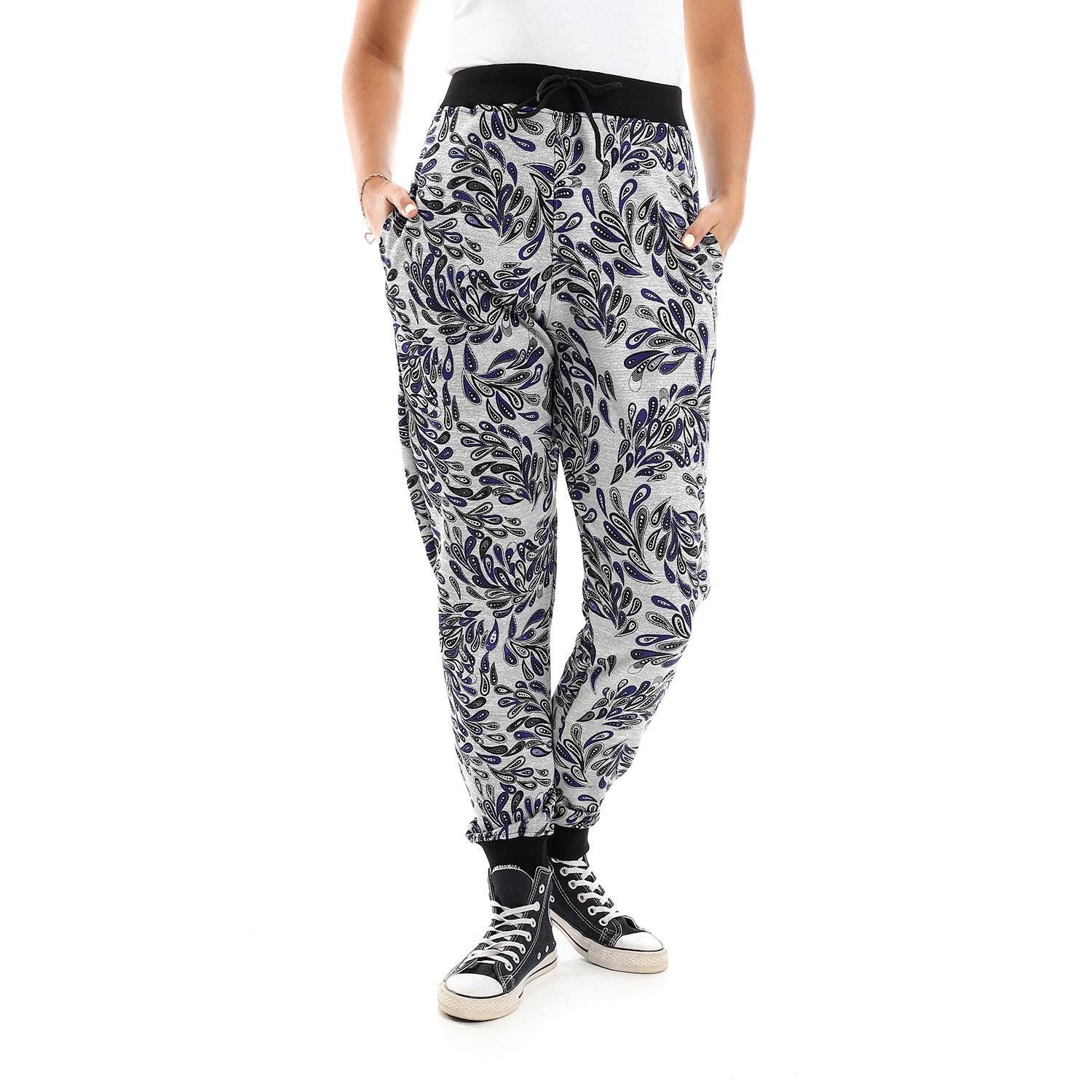 Andoraeg heather_grey_-_dark_blue_regular_pants_with_hem – Andora