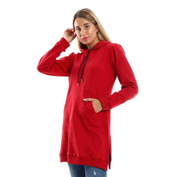 hooded_neck_red_slip_on_long_hoodie