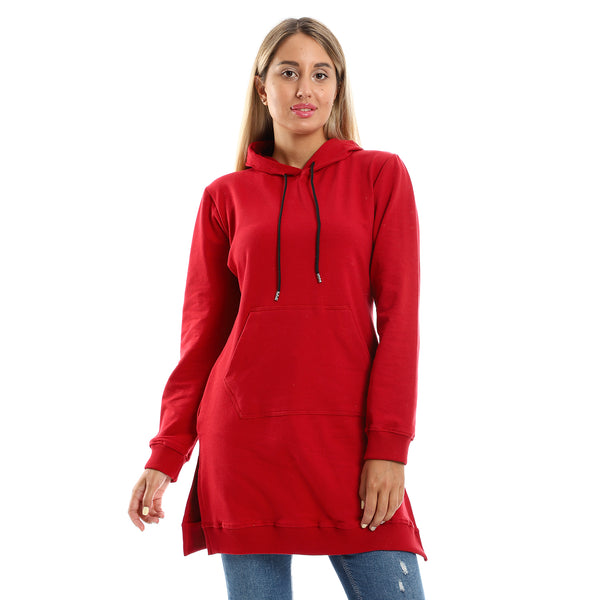 hooded_neck_red_slip_on_long_hoodie