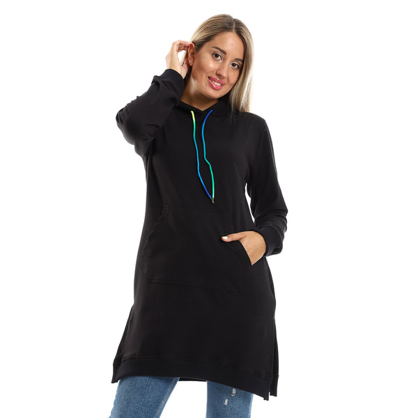 kangaroo_pocket_solid_black_long_hoodie