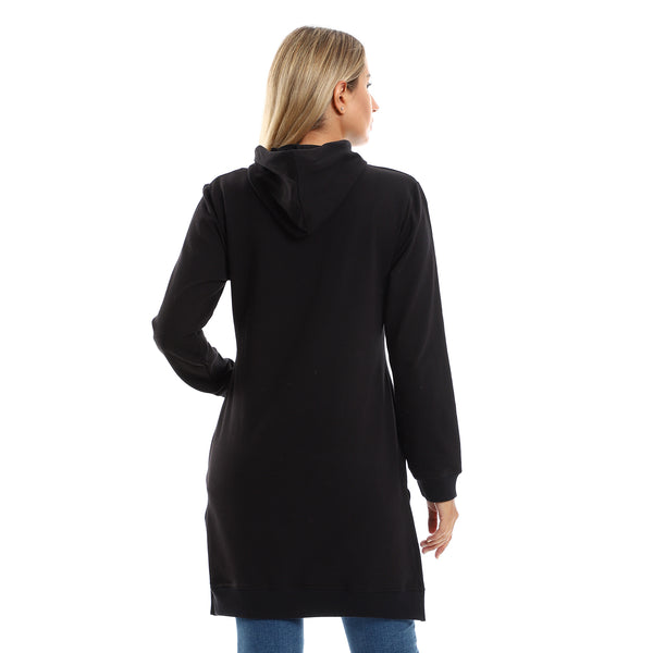 kangaroo_pocket_solid_black_long_hoodie