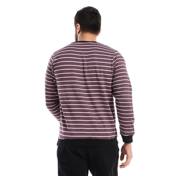 Cotton Slip On Striped Purple & White Sweatshirt