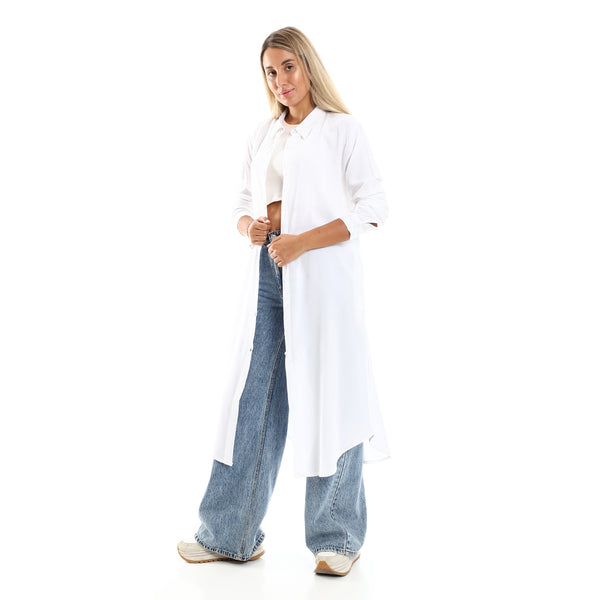 Long Sleeves Full Buttons White Long Shirt