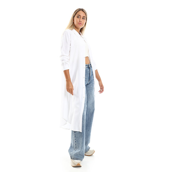 Long Sleeves Full Buttons White Long Shirt