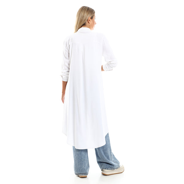 Long Sleeves Full Buttons White Long Shirt