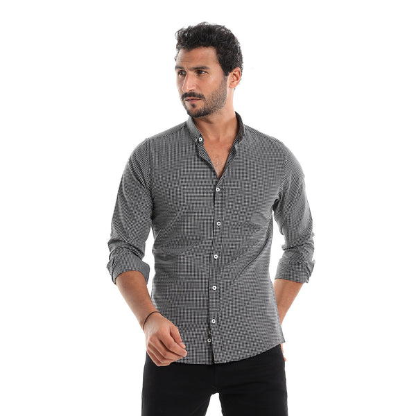 Tiny_Plaids_Black_&_White_Turn_Down_Collar_Shirt
