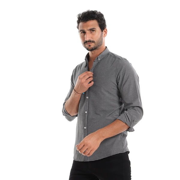Tiny_Plaids_Black_&_White_Turn_Down_Collar_Shirt