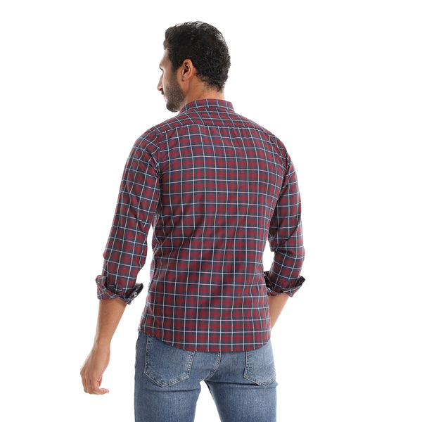 Doglas_Patterned_Navy_Blue,_Red_&_White_Button_Down_Shirt
