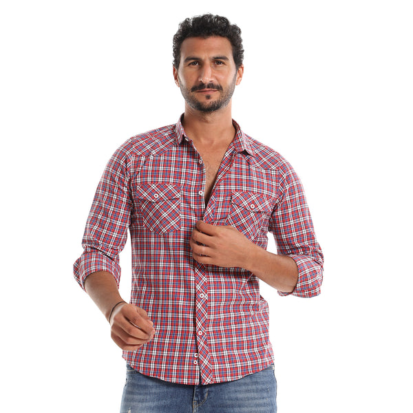 Plaid_Buttoned_Shirt_With_Pockets_-_Red,_Blue_&_White