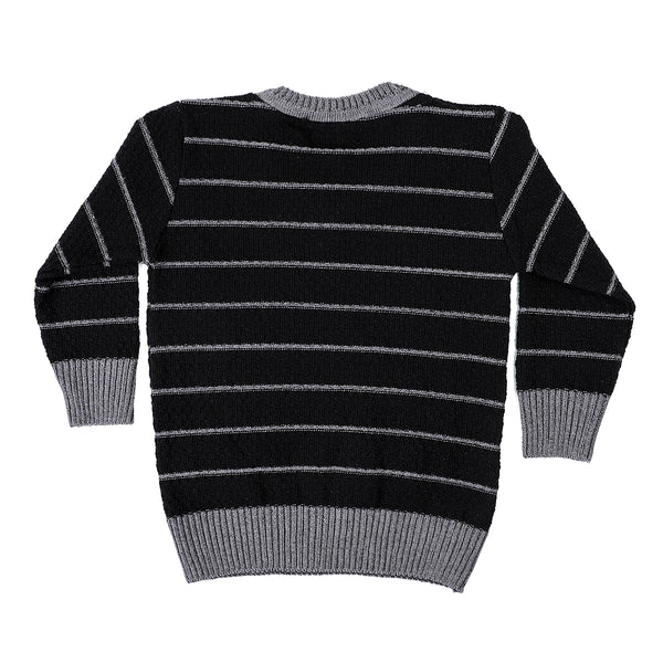 Striped_V_Neck_Pullover_-_Black