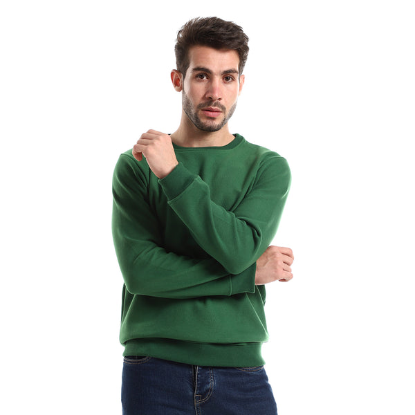 Dark Green Slip On Round Neck Sweatshirt