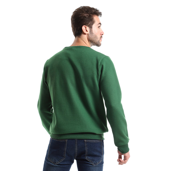 Dark Green Slip On Round Neck Sweatshirt