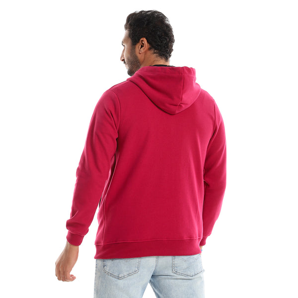 beet_hooded_zipper_closure_plain_sweatshirt