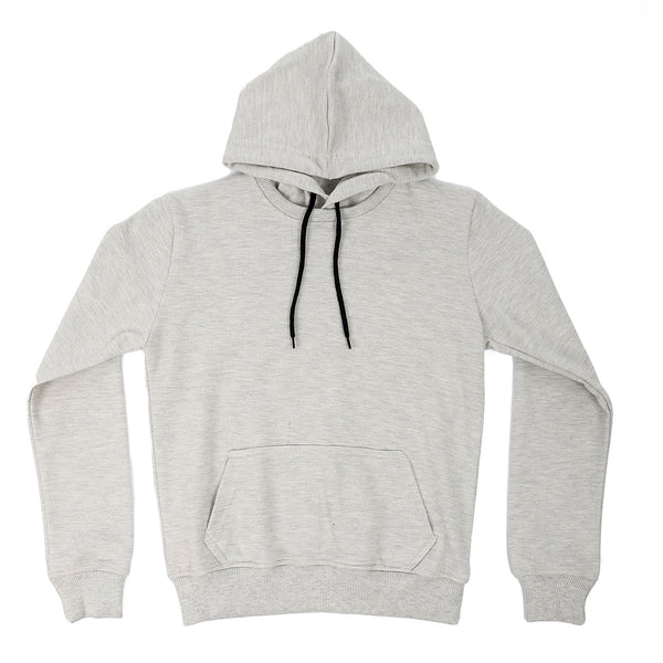 Boys Kangaroo Pocket Pique Hoodie - Heather Light Grey