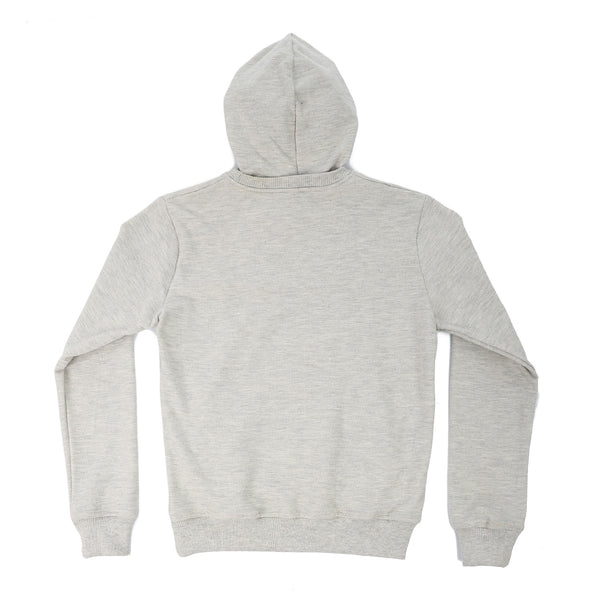 Boys Kangaroo Pocket Pique Hoodie - Heather Light Grey
