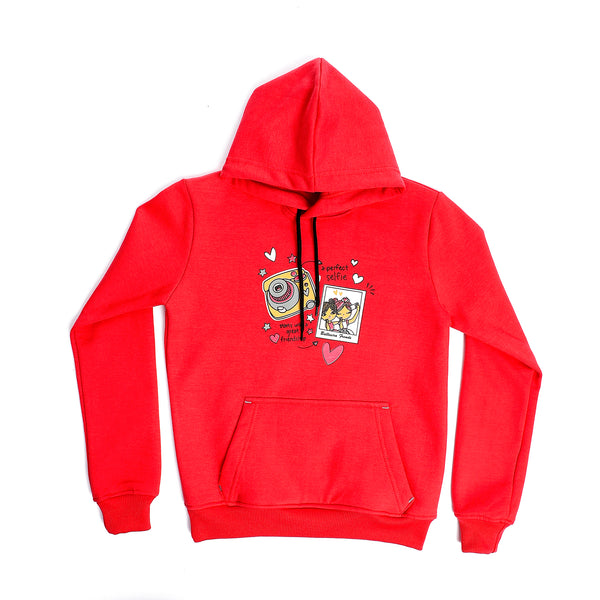 Girls Long Sleeves Winter Hoodie - Coral