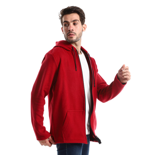 Soft Fleeces Red Solid Zipped Sweatshirt