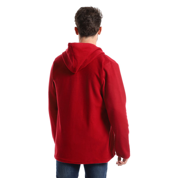 Soft Fleeces Red Solid Zipped Sweatshirt