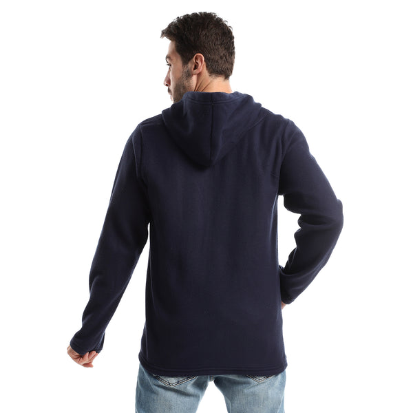 Zipper Through Pocket Navy Blue Sweatshirt