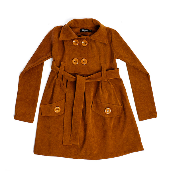 Velvet Decorated Buttoned Pockets Dress - Camel